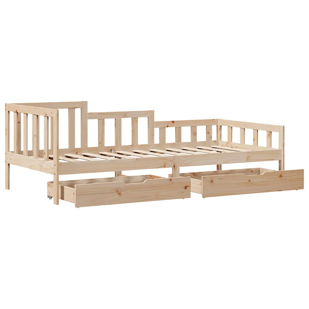 Slaapbank met lades 80x200 cm massief grenenhout – afbeelding 5