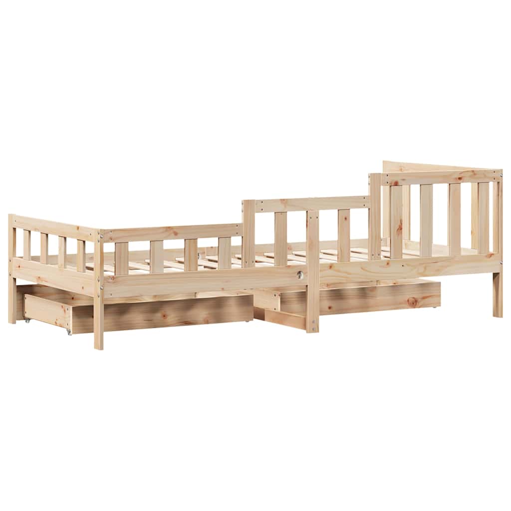 Slaapbank met lades 80x200 cm massief grenenhout – afbeelding 8
