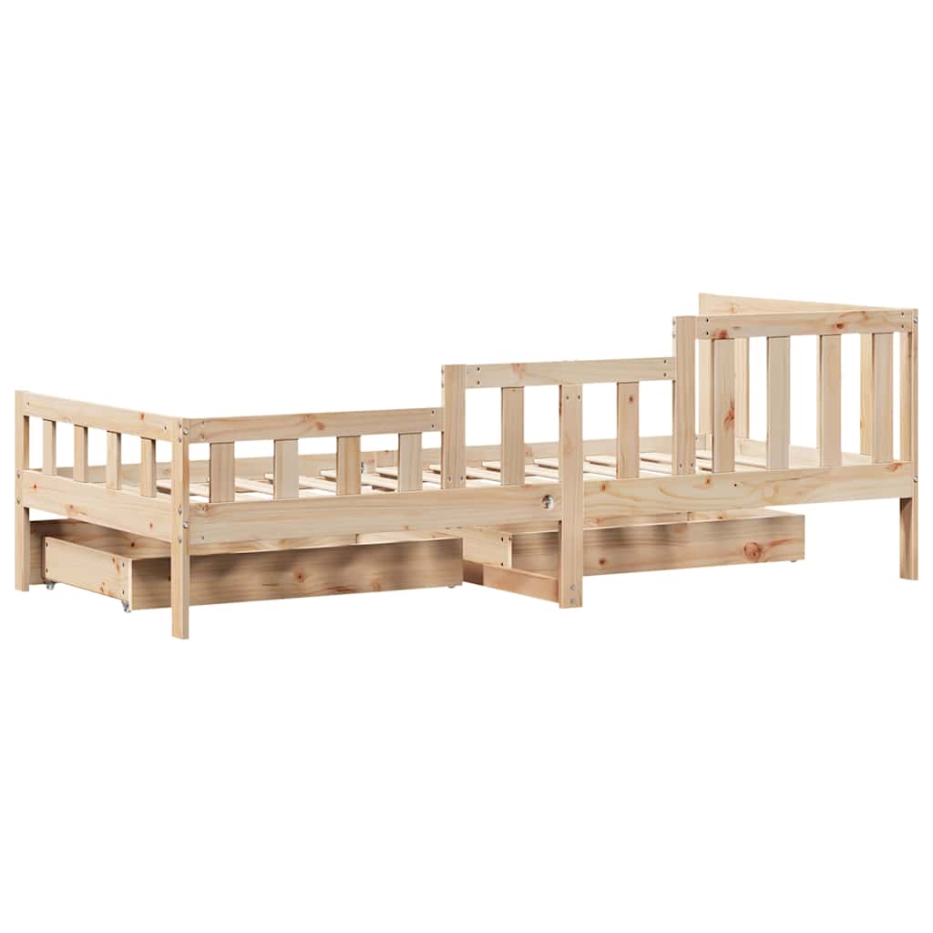 Slaapbank met lades 90x200 cm massief grenenhout – afbeelding 8