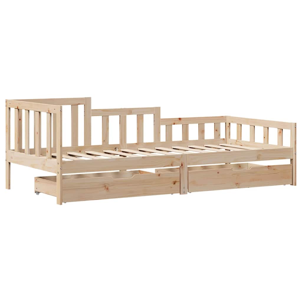 Slaapbank met lades 80x200 cm massief grenenhout – afbeelding 3