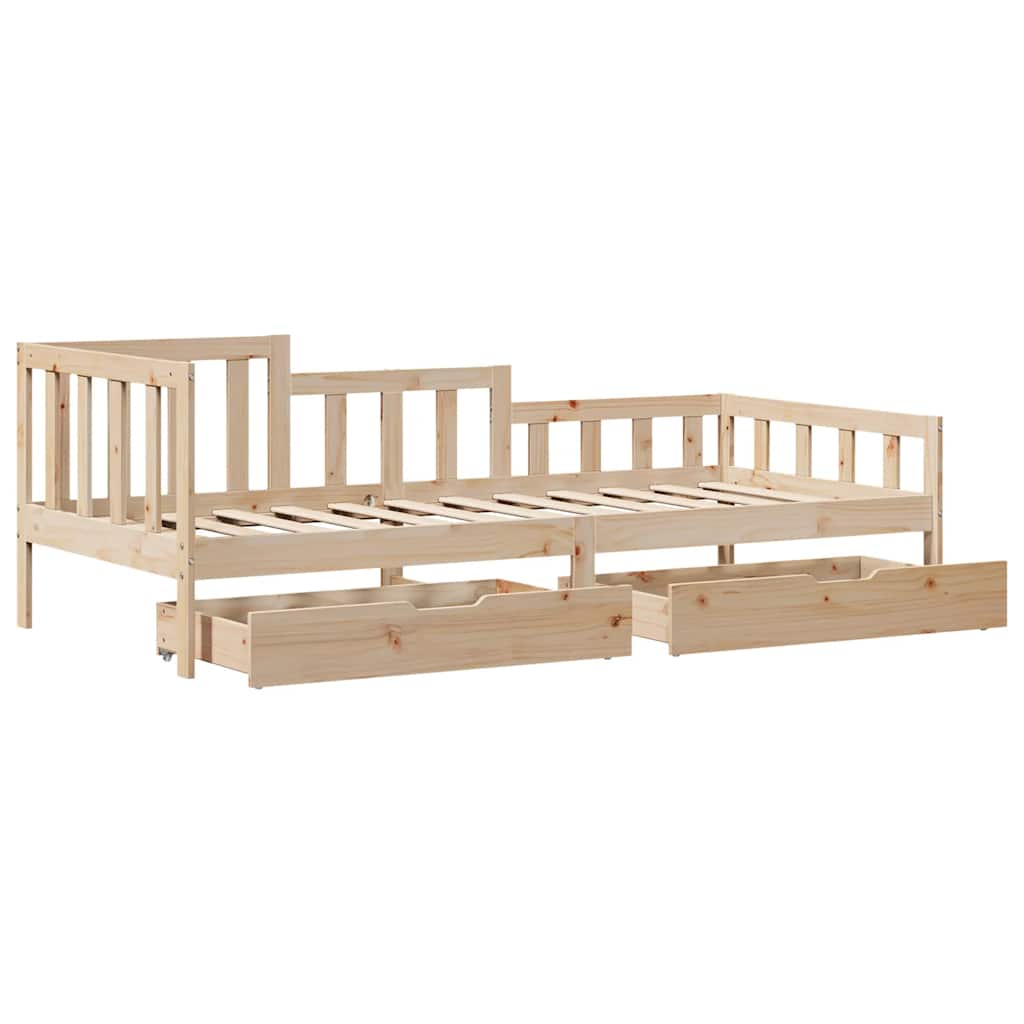 Slaapbank met lades 80x200 cm massief grenenhout – afbeelding 5