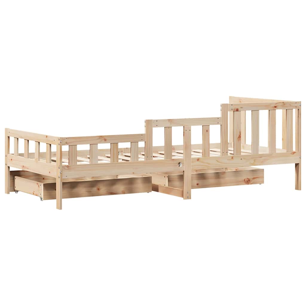Slaapbank met lades 80x200 cm massief grenenhout – afbeelding 8