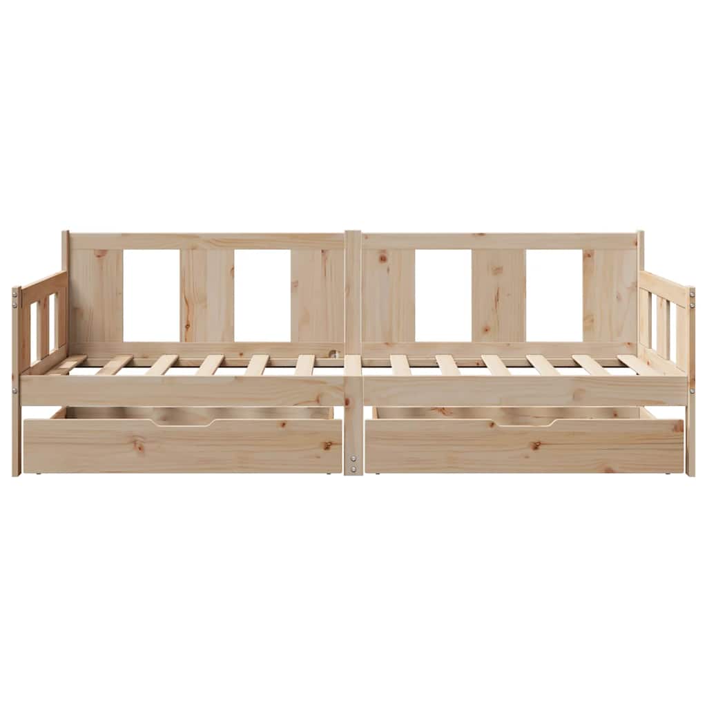 Slaapbank met lades 90x200 cm massief grenenhout – afbeelding 4