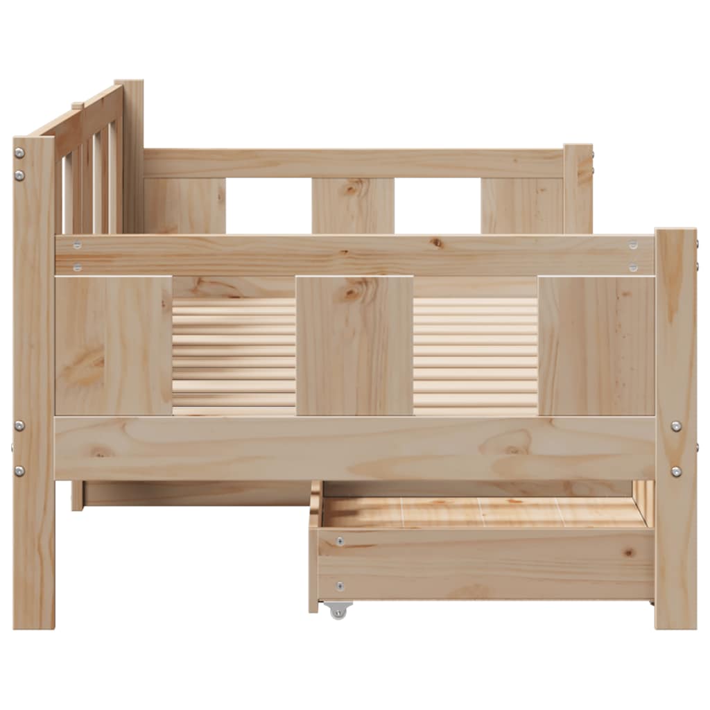 Slaapbank met lades 90x200 cm massief grenenhout – afbeelding 5