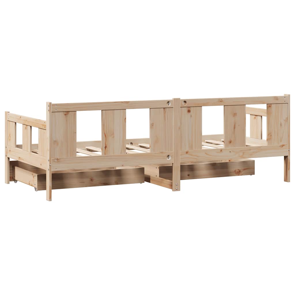 Slaapbank met lades 90x200 cm massief grenenhout – afbeelding 6