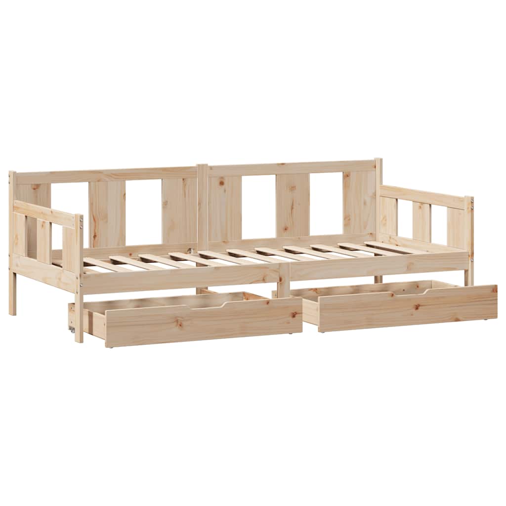 Slaapbank met lades 90x200 cm massief grenenhout – afbeelding 9