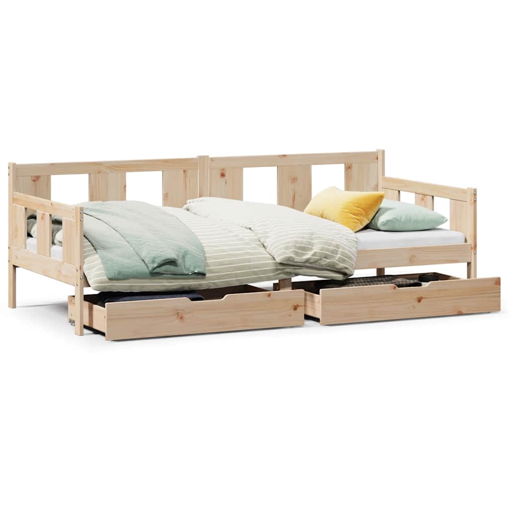 Slaapbank met lades 80x200 cm massief grenenhout – afbeelding 2