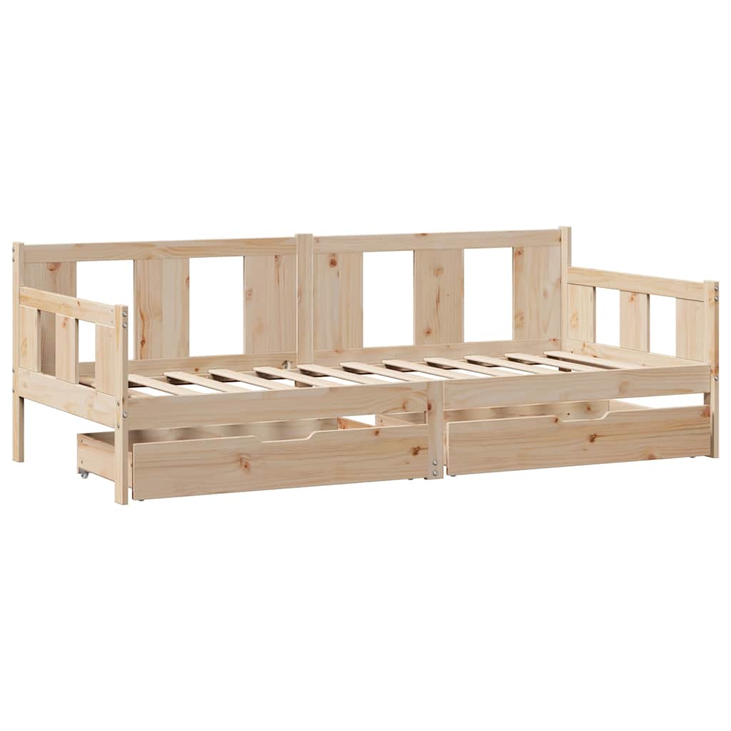Slaapbank met lades 80x200 cm massief grenenhout – afbeelding 3