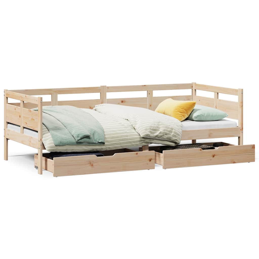 Slaapbank met lades 80x200 cm massief grenenhout – afbeelding 2
