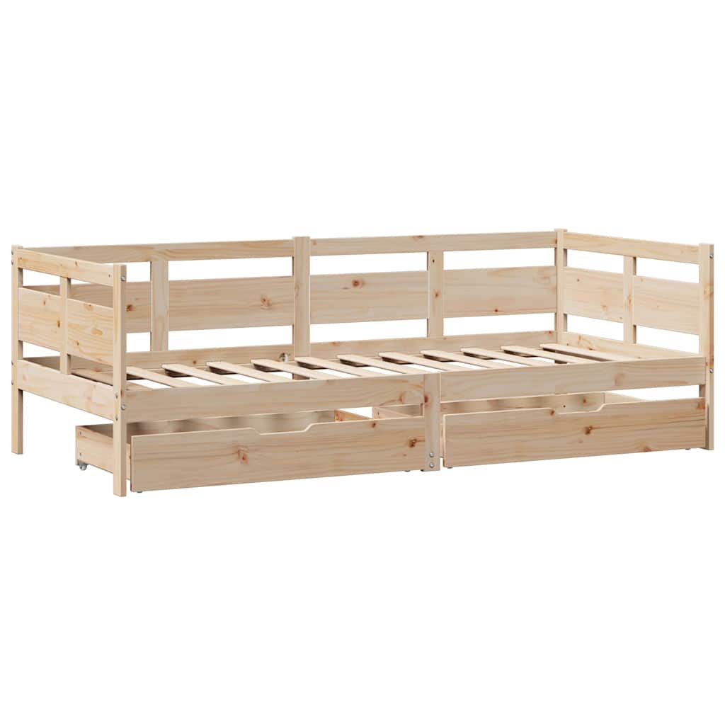 Slaapbank met lades 80x200 cm massief grenenhout – afbeelding 3
