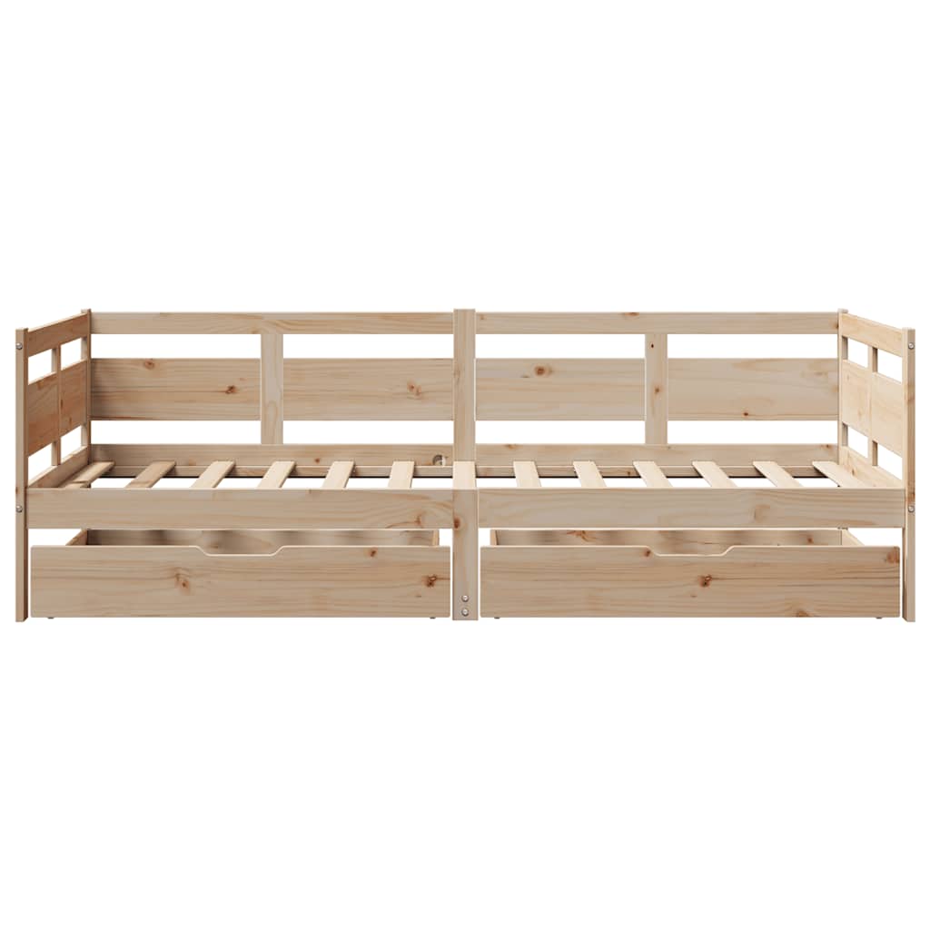 Slaapbank met lades 80x200 cm massief grenenhout – afbeelding 4