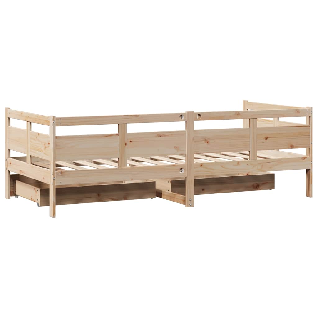 Slaapbank met lades 80x200 cm massief grenenhout – afbeelding 6