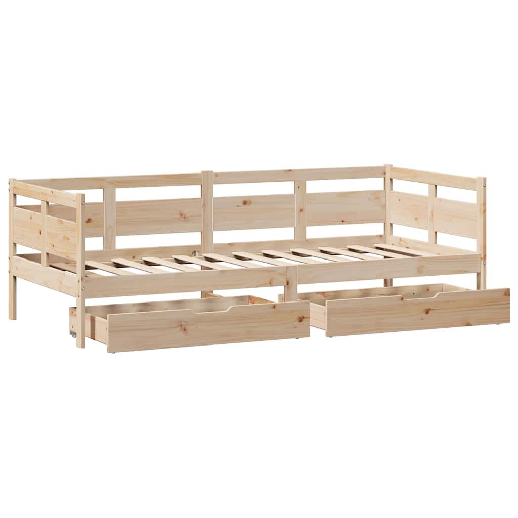 Slaapbank met lades 80x200 cm massief grenenhout – afbeelding 9