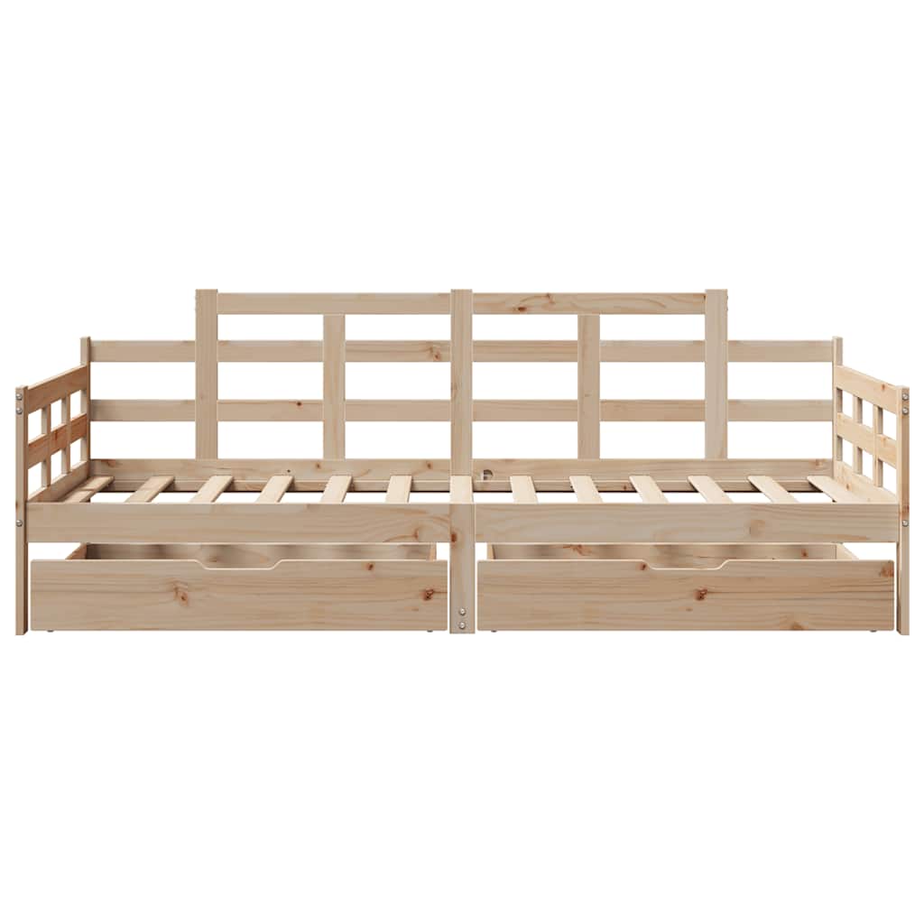 Slaapbank met lades 90x200 cm massief grenenhout – afbeelding 4