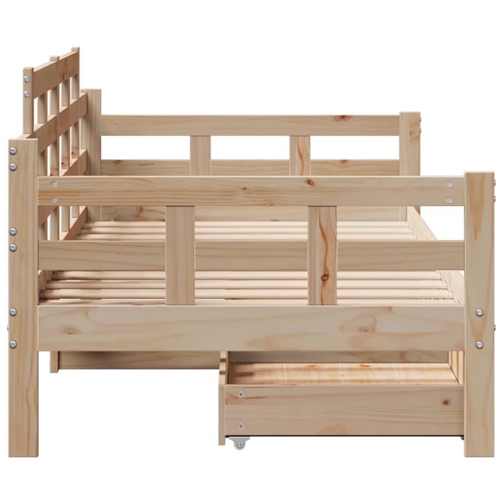 Slaapbank met lades 90x200 cm massief grenenhout – afbeelding 5