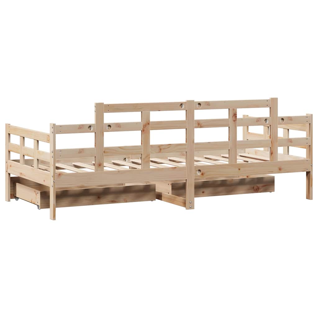 Slaapbank met lades 90x200 cm massief grenenhout – afbeelding 6