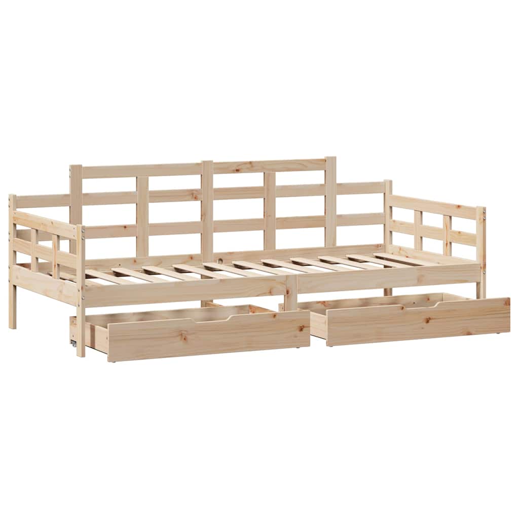Slaapbank met lades 90x200 cm massief grenenhout – afbeelding 9