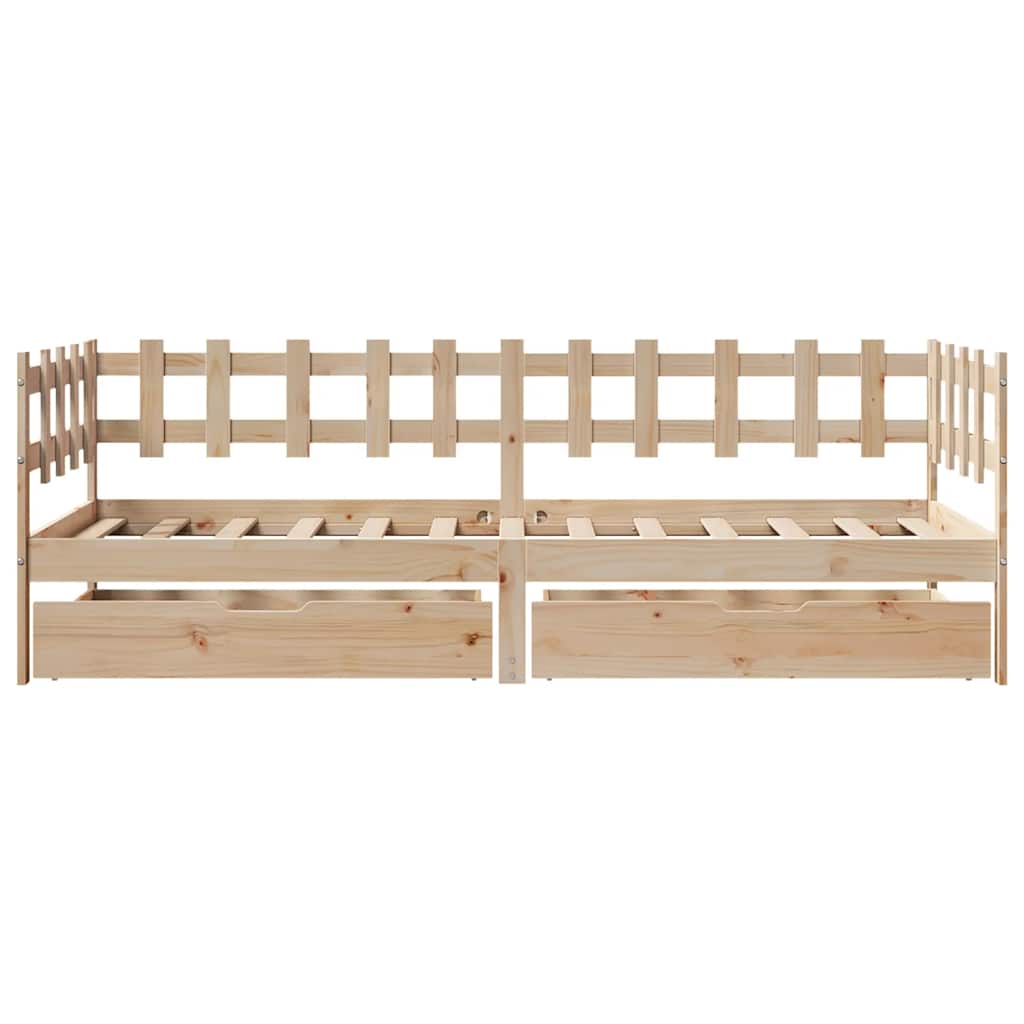 Slaapbank met lades 80x200 cm massief grenenhout – afbeelding 4