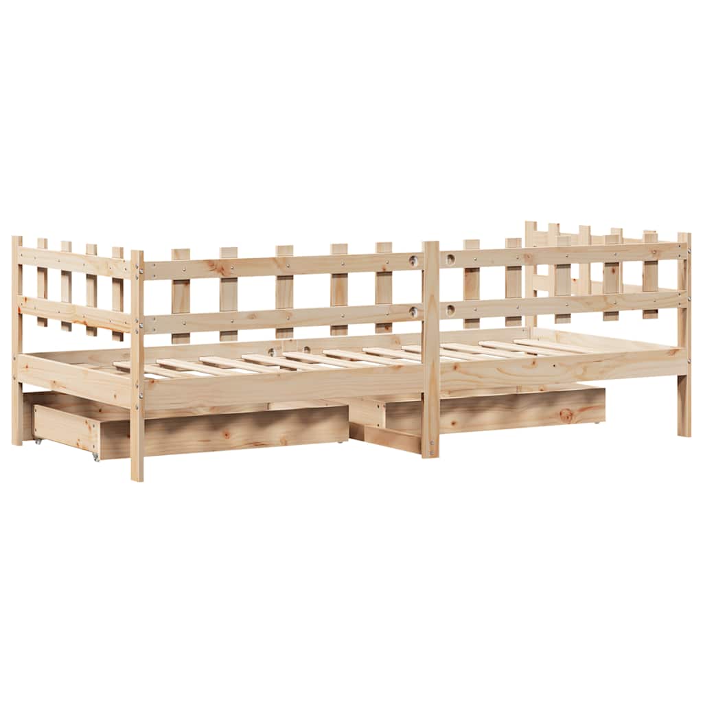 Slaapbank met lades 80x200 cm massief grenenhout – afbeelding 8