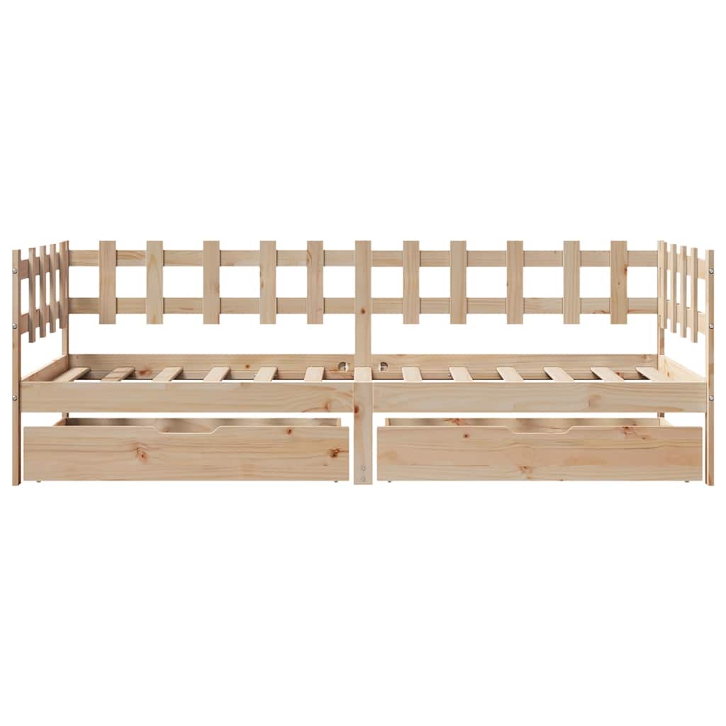 Slaapbank met lades 90x200 cm massief grenenhout – afbeelding 4