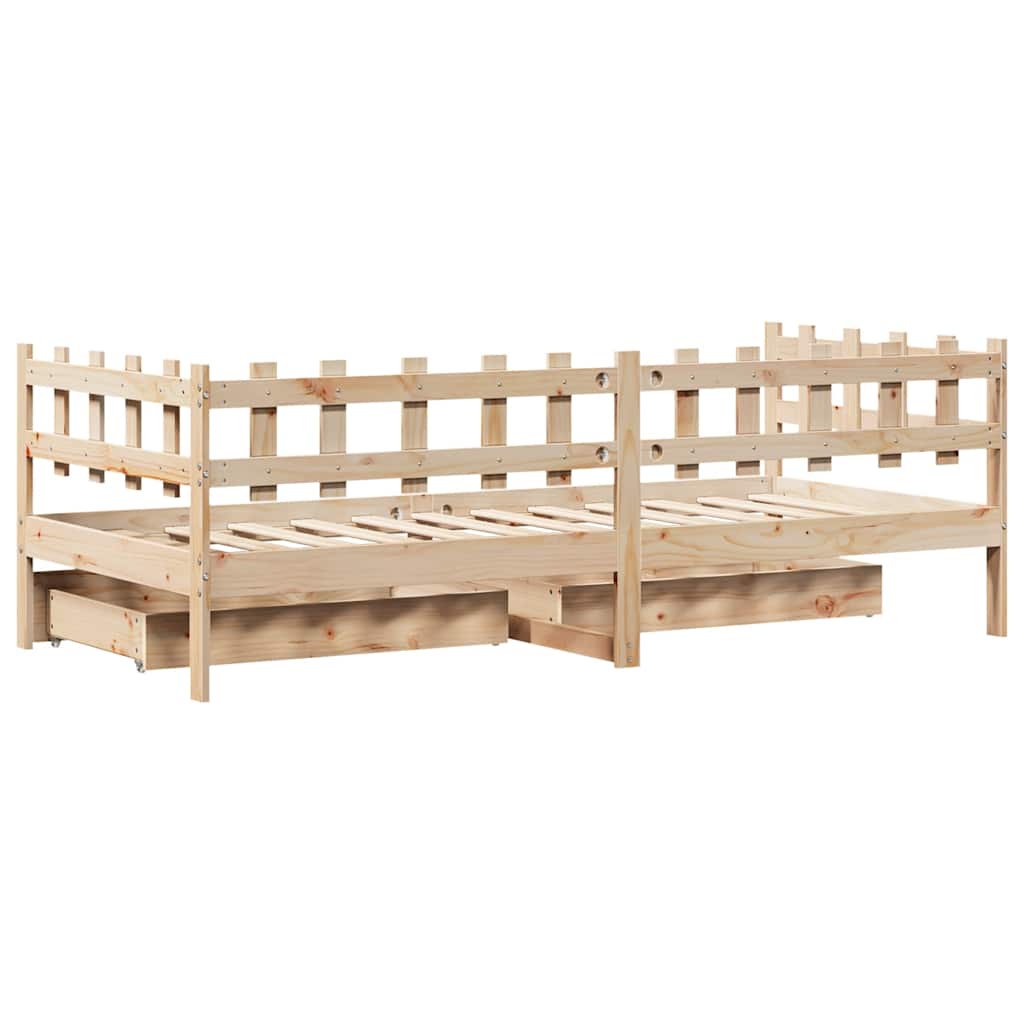 Slaapbank met lades 90x200 cm massief grenenhout – afbeelding 8