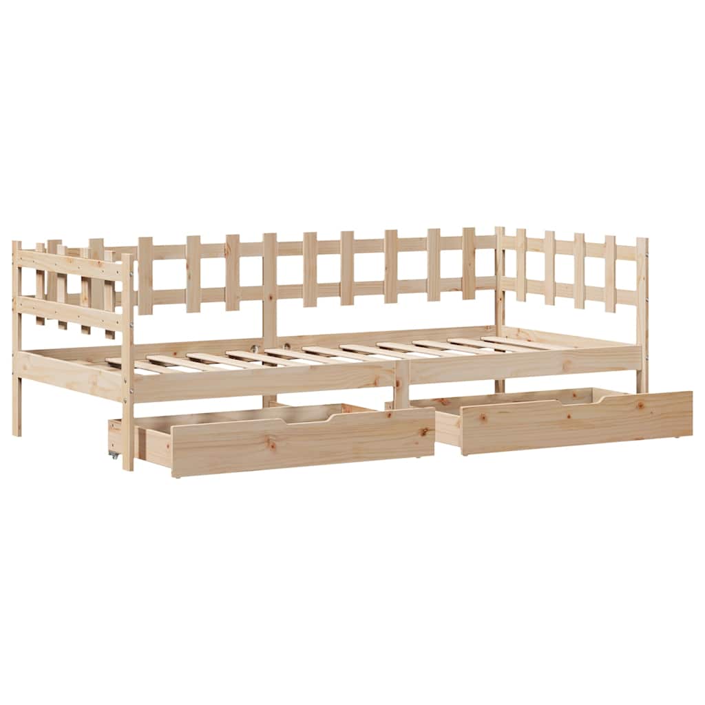 Slaapbank met lades 90x200 cm massief grenenhout – afbeelding 9