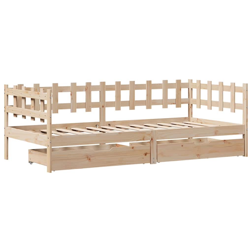 Slaapbank met lades 80x200 cm massief grenenhout – afbeelding 3