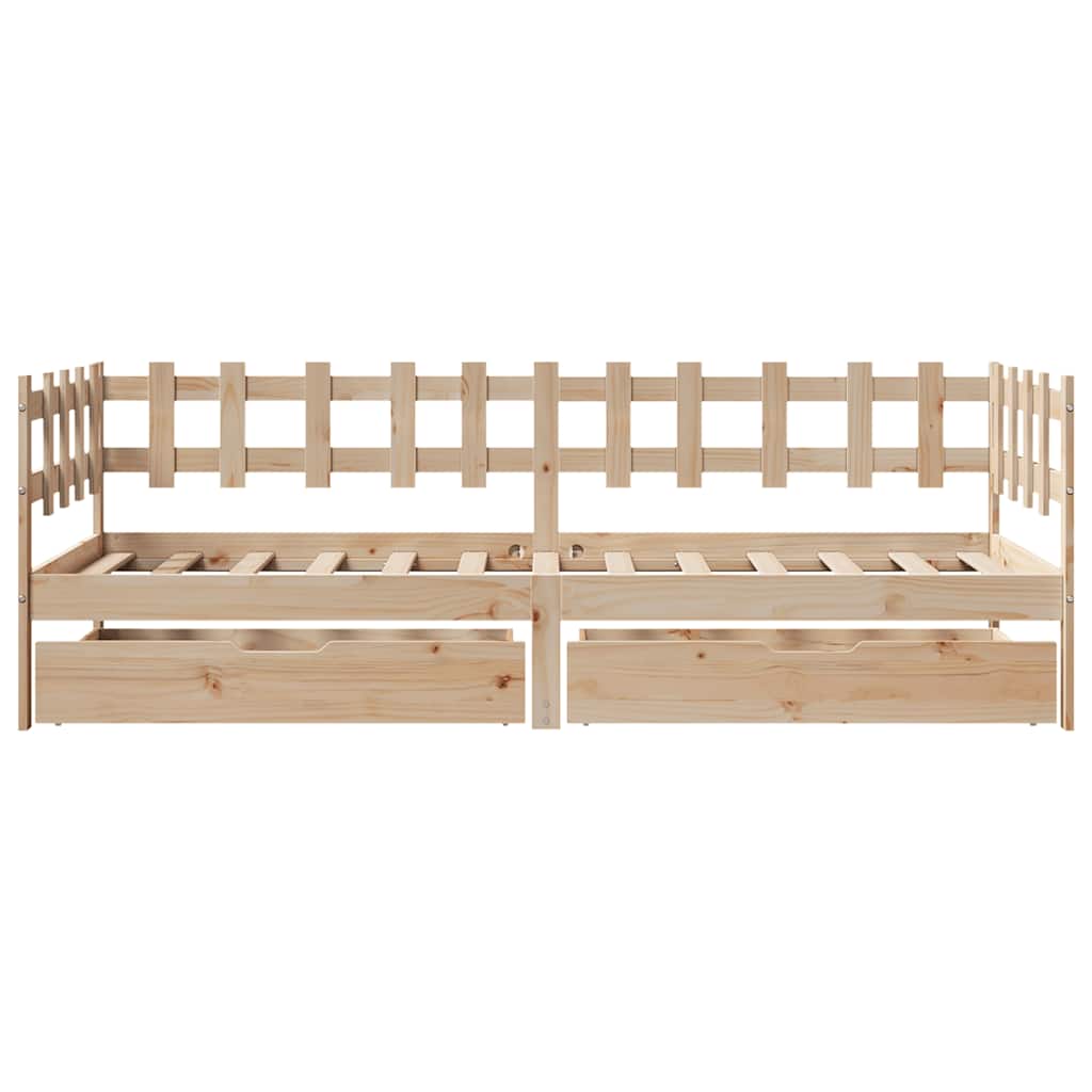 Slaapbank met lades 90x200 cm massief grenenhout – afbeelding 4