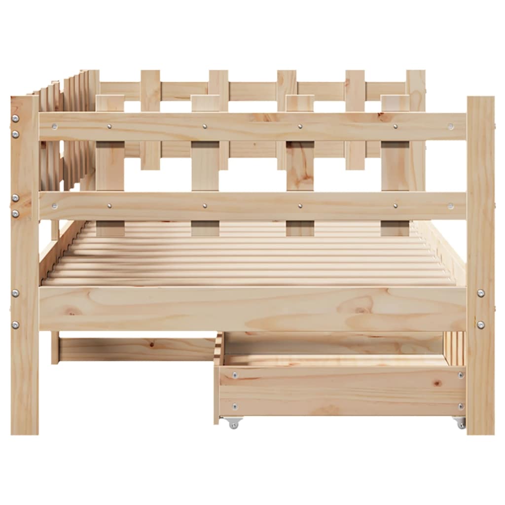 Slaapbank met lades 90x200 cm massief grenenhout – afbeelding 7