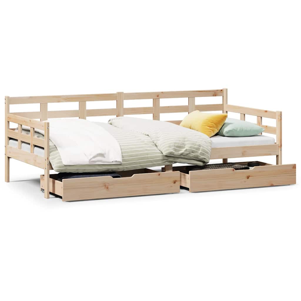 Slaapbank met lades 80x200 cm massief grenenhout – afbeelding 2
