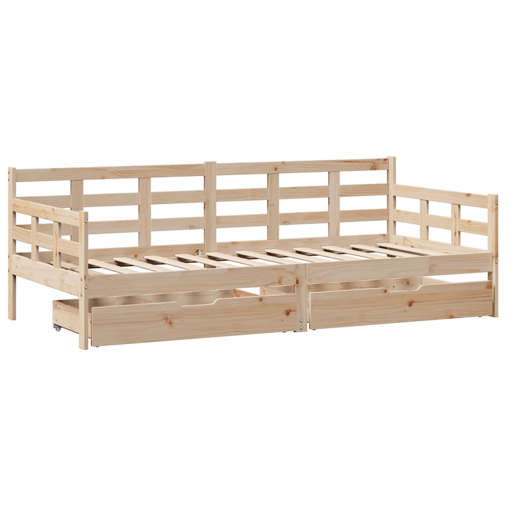 Slaapbank met lades 80x200 cm massief grenenhout – afbeelding 3