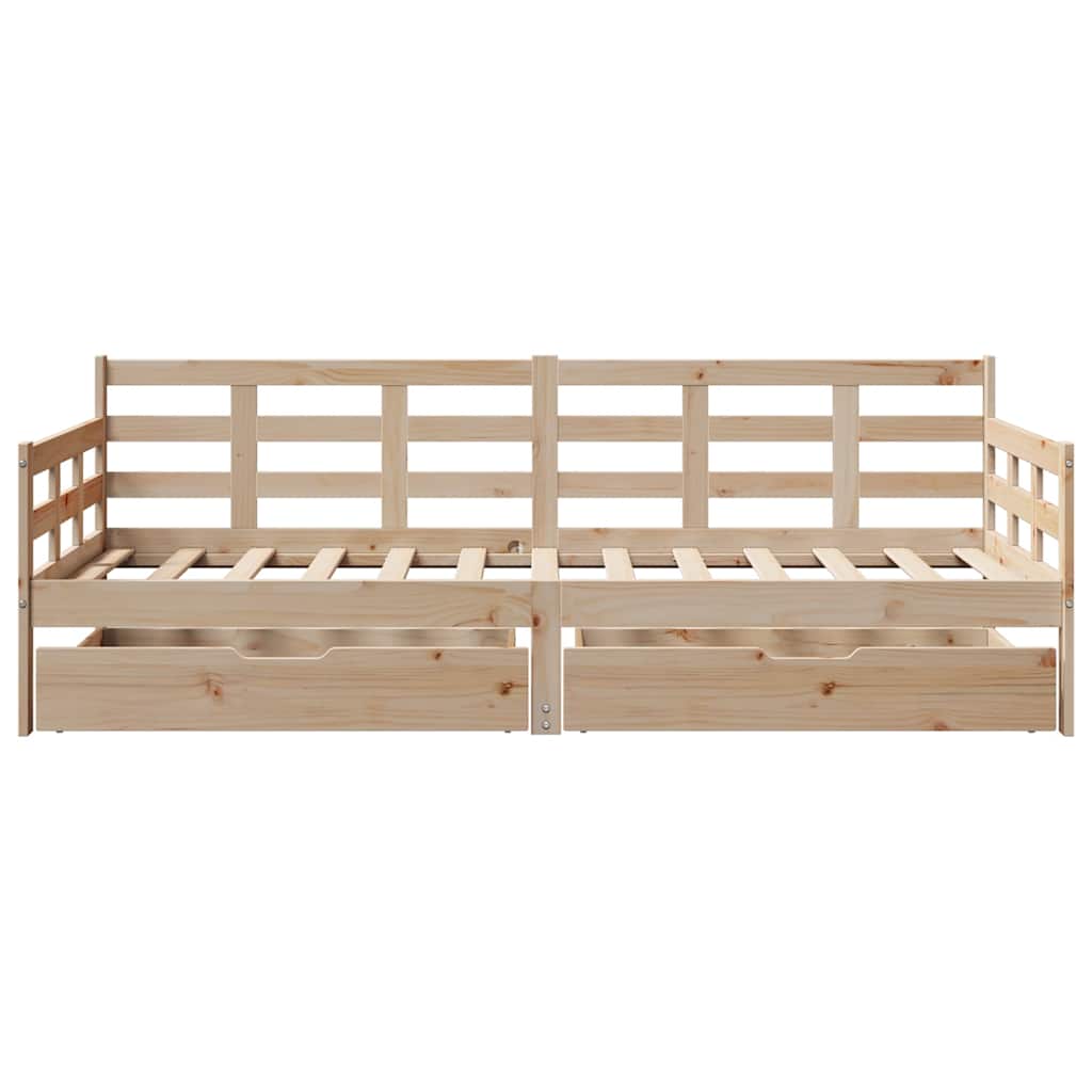 Slaapbank met lades 80x200 cm massief grenenhout – afbeelding 4