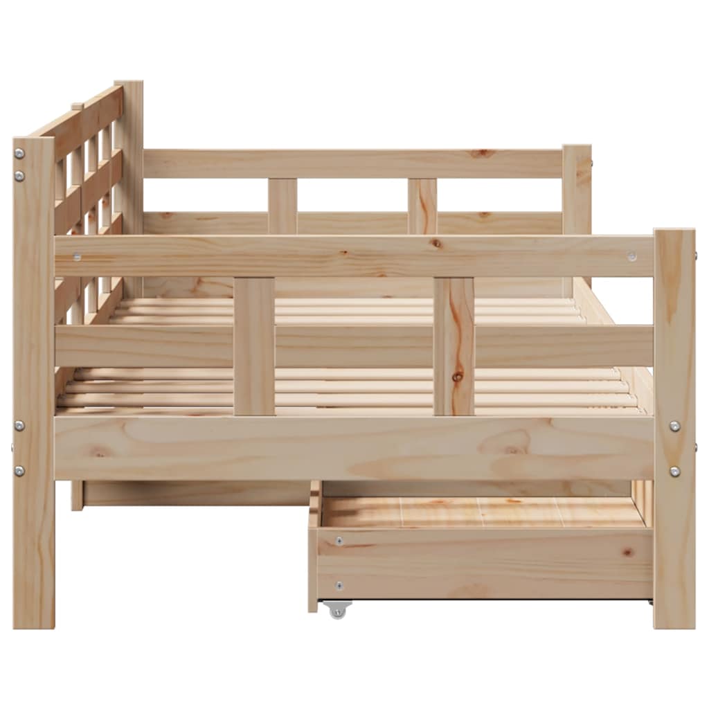 Slaapbank met lades 80x200 cm massief grenenhout – afbeelding 5