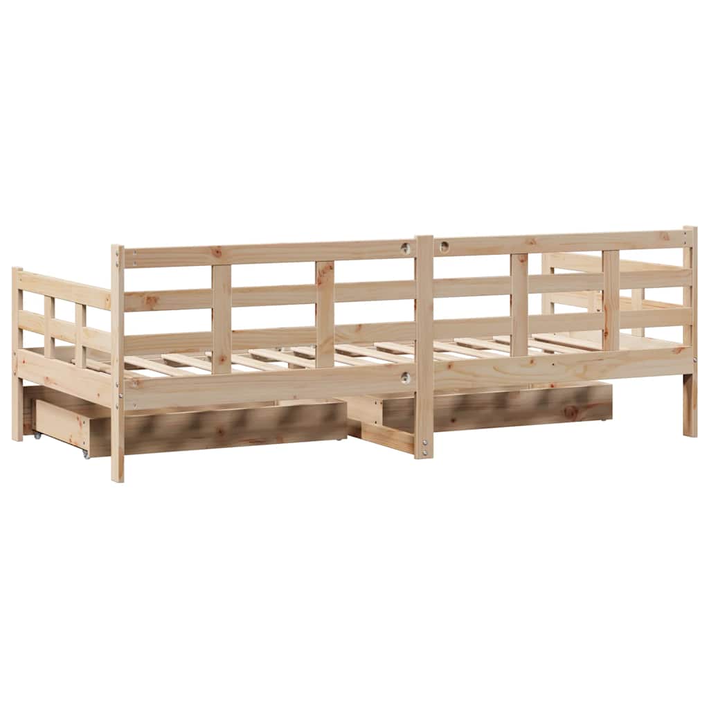 Slaapbank met lades 80x200 cm massief grenenhout – afbeelding 6