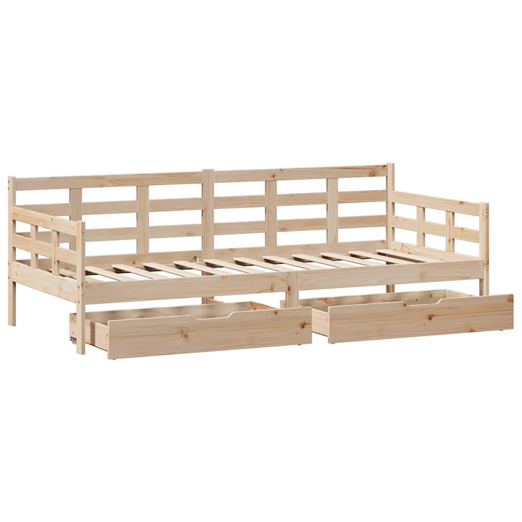 Slaapbank met lades 80x200 cm massief grenenhout – afbeelding 9