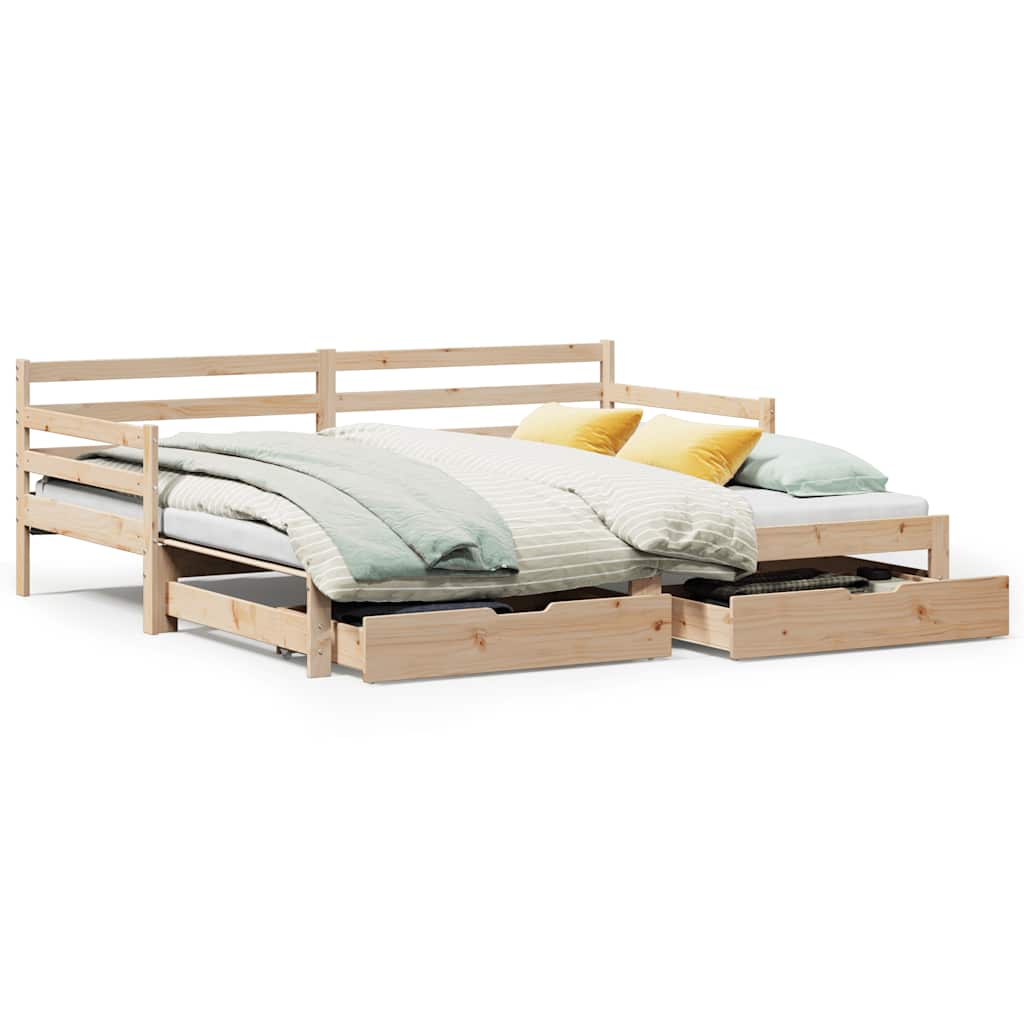 Slaapbank met lades 90x200 cm massief grenenhout – afbeelding 2