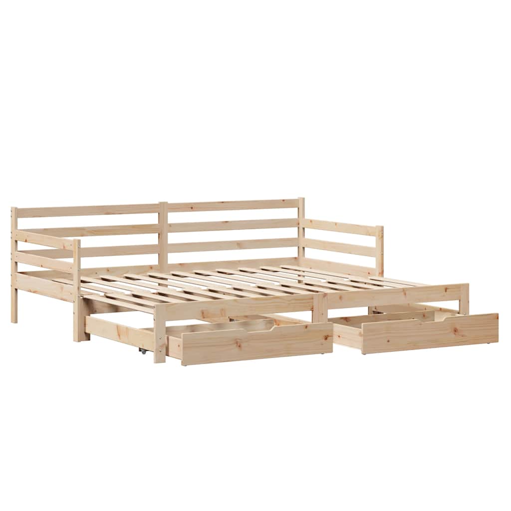 Slaapbank met lades 90x200 cm massief grenenhout – afbeelding 3