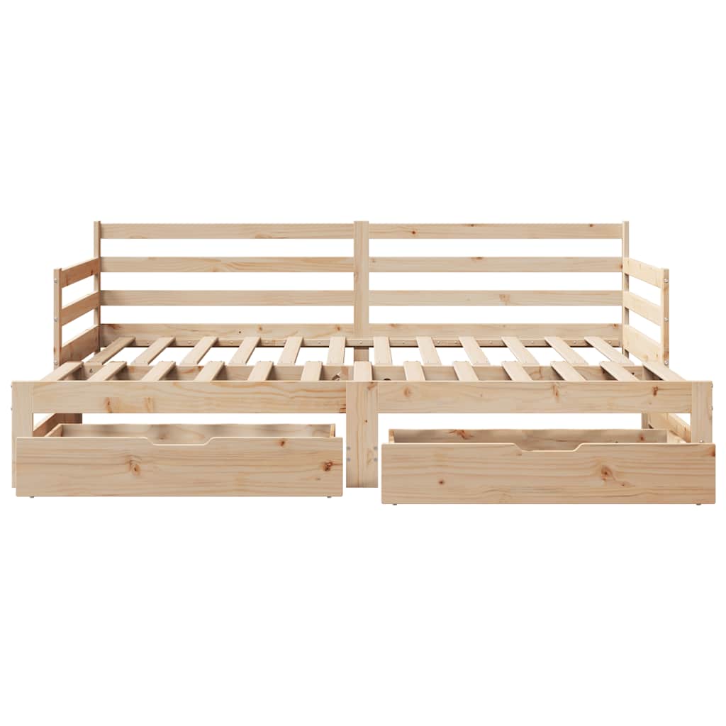 Slaapbank met lades 90x200 cm massief grenenhout – afbeelding 6