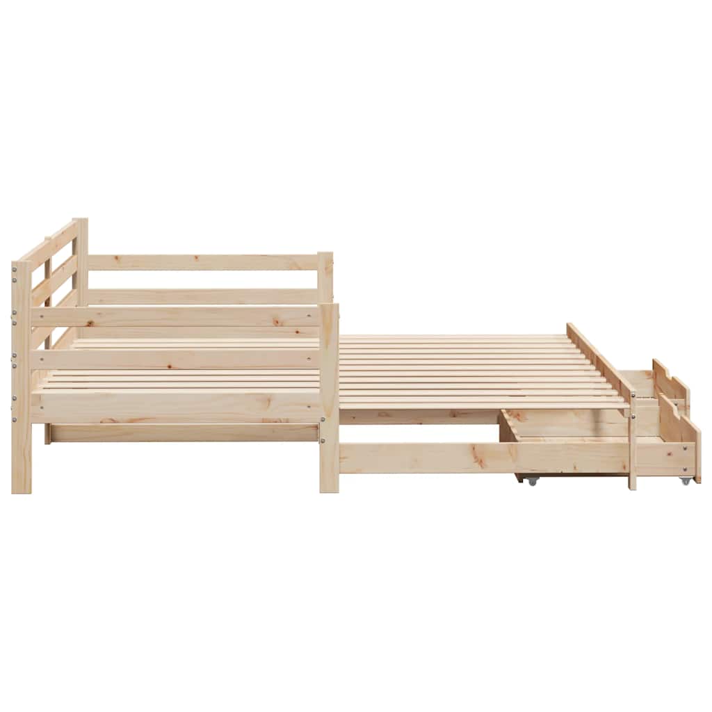 Slaapbank met lades 90x200 cm massief grenenhout – afbeelding 7