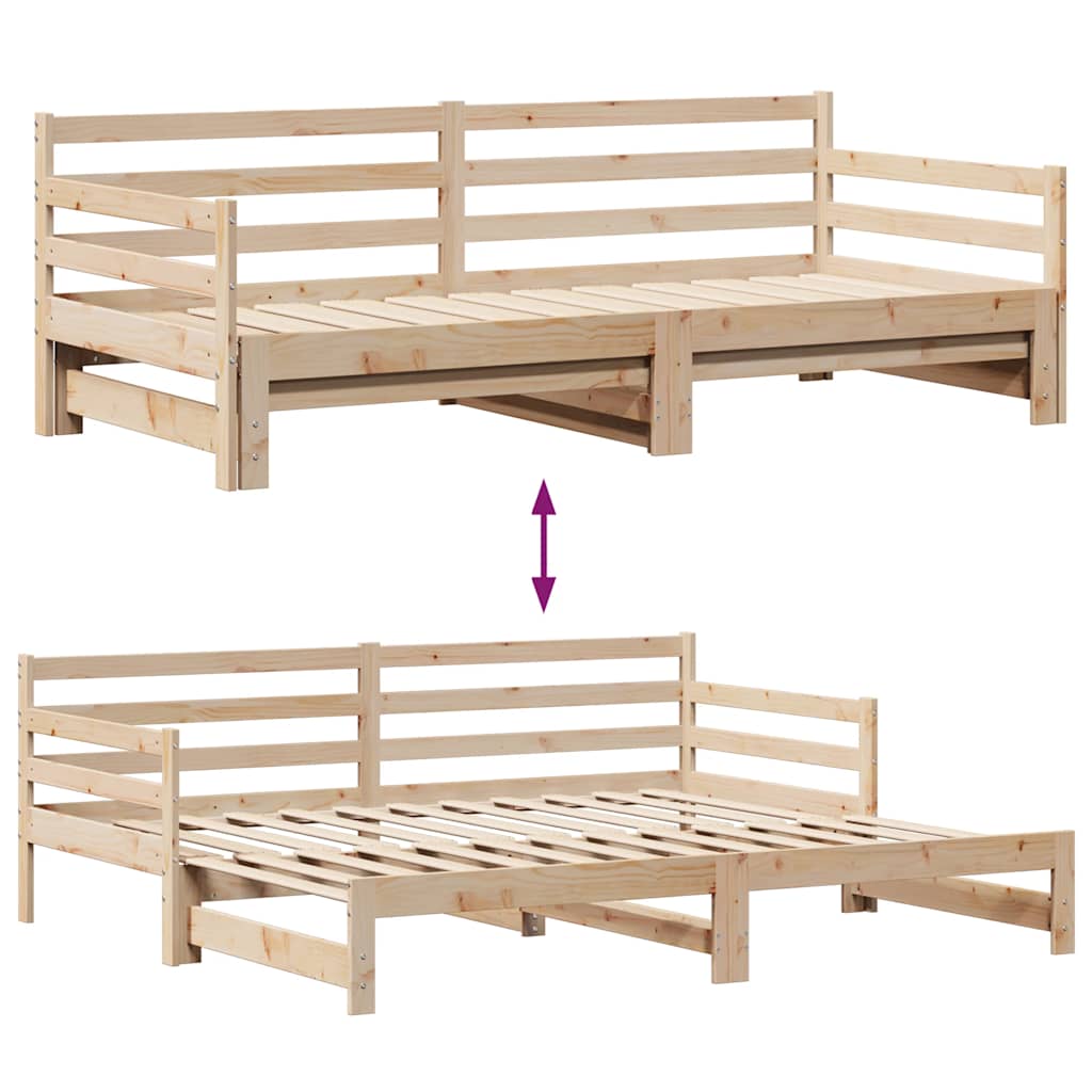 Slaapbank met lades 90x200 cm massief grenenhout – afbeelding 9