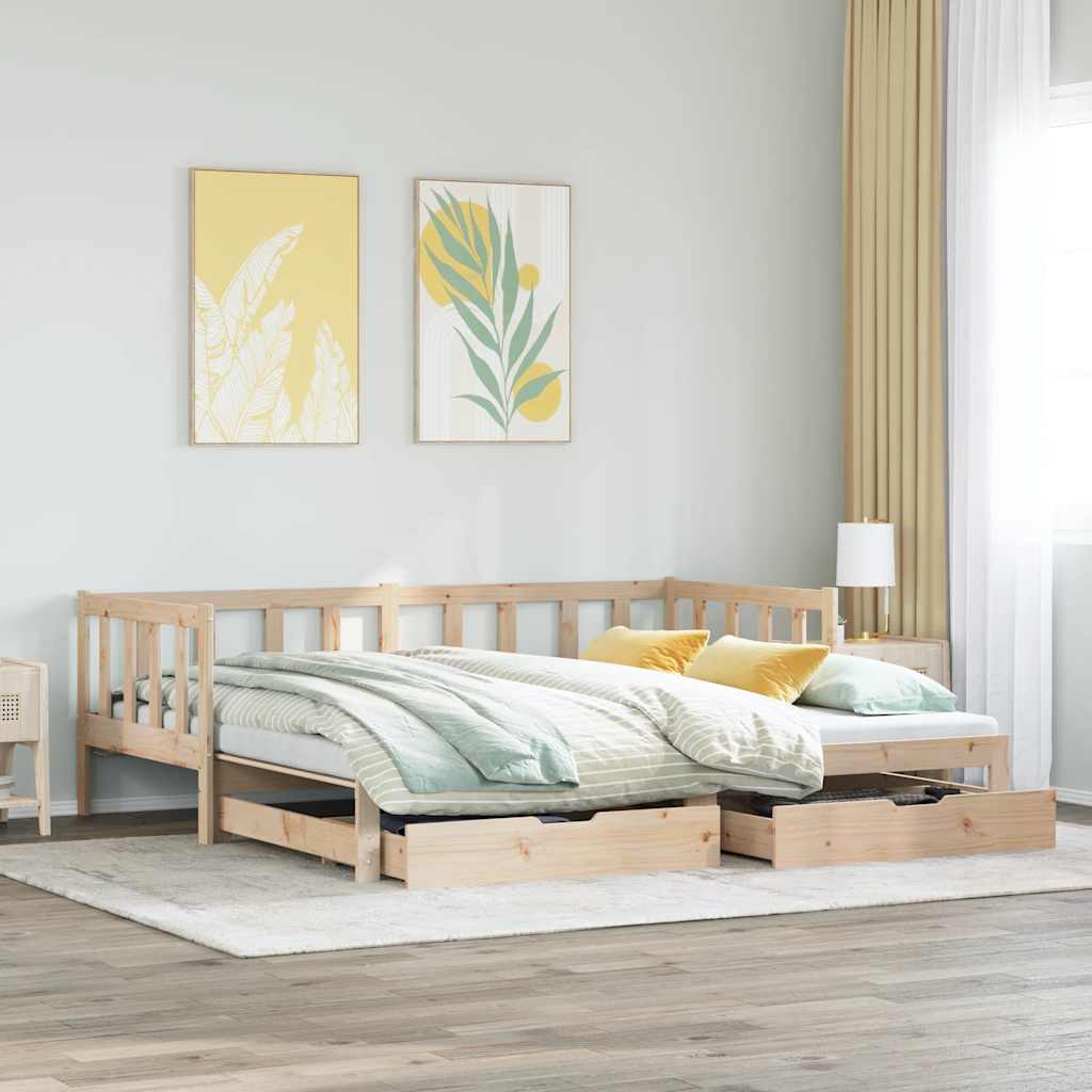 Slaapbank met onderschuifbed en lades zonder matras 90x190 cm – afbeelding 1
