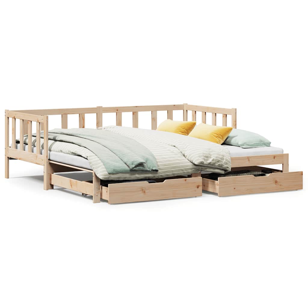 Slaapbank met onderschuifbed en lades zonder matras 90x190 cm – afbeelding 2