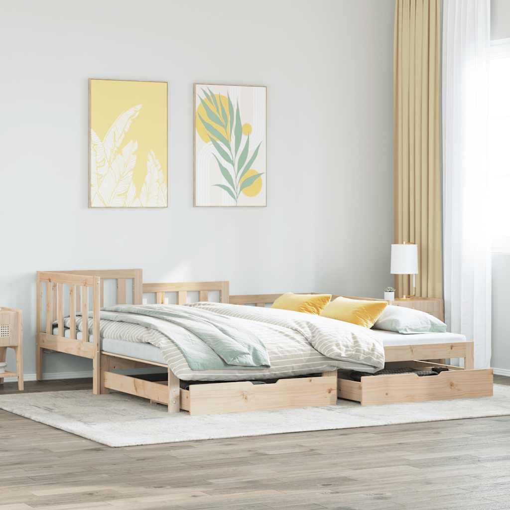 Slaapbank met onderschuifbed en lades zonder matras 90x200 cm – afbeelding 1