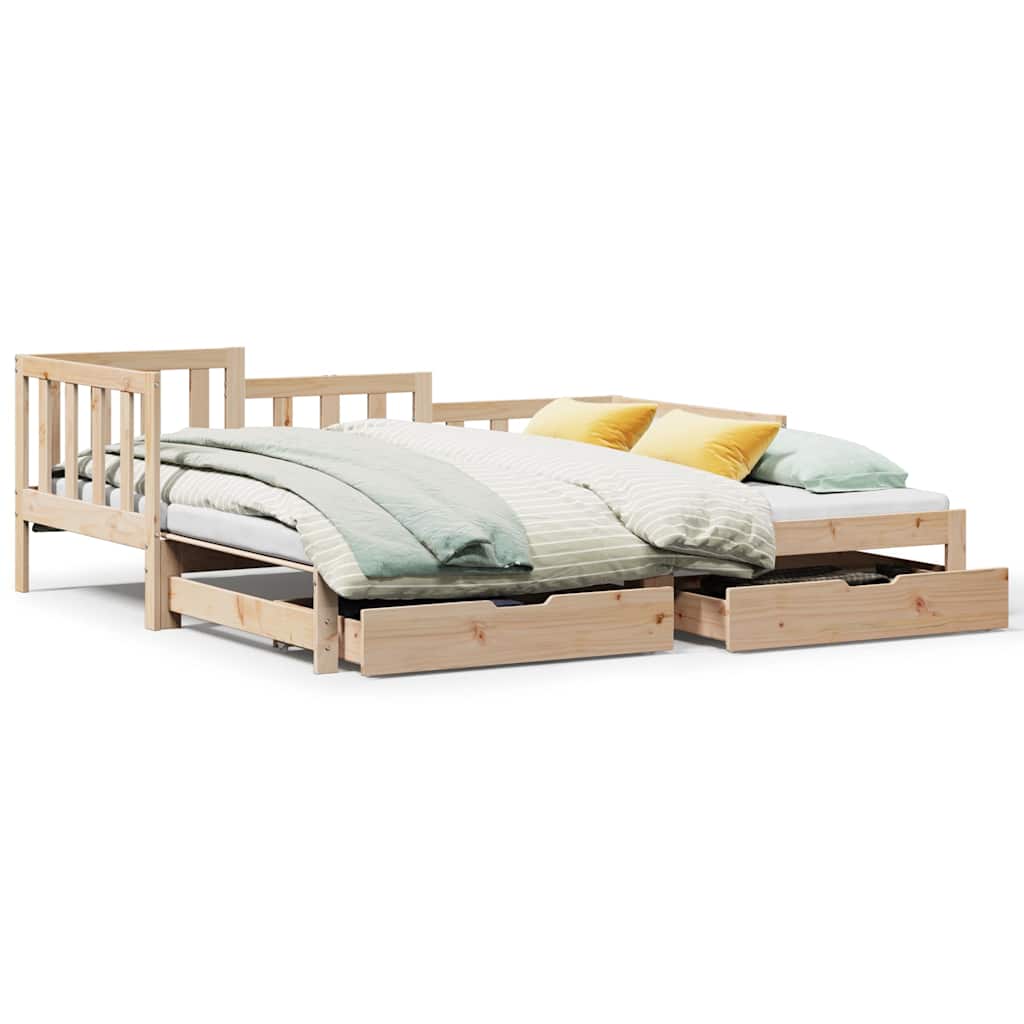 Slaapbank met onderschuifbed en lades zonder matras 90x200 cm – afbeelding 2