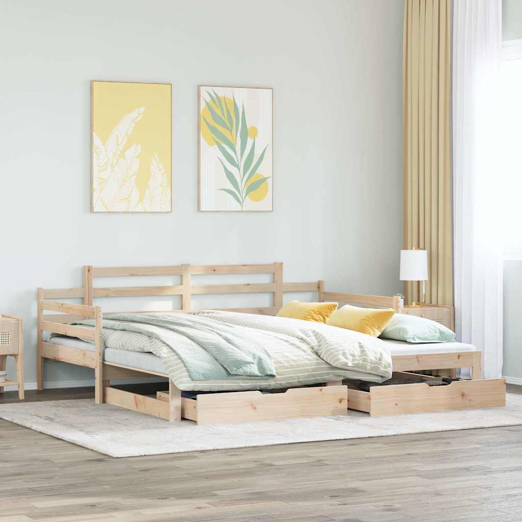 Slaapbank met onderschuifbed en lades zonder matras 80x200 cm – afbeelding 1