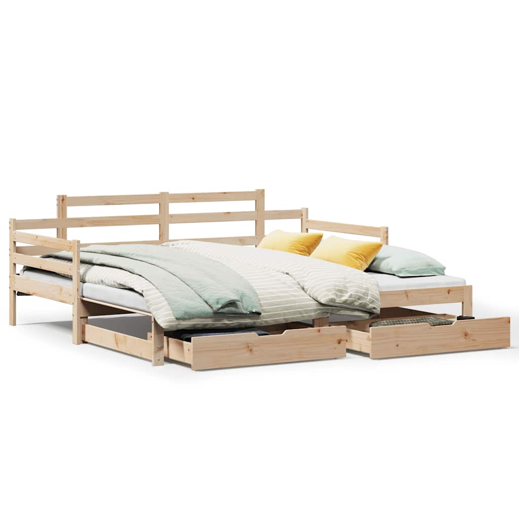 Slaapbank met onderschuifbed en lades zonder matras 80x200 cm – afbeelding 2