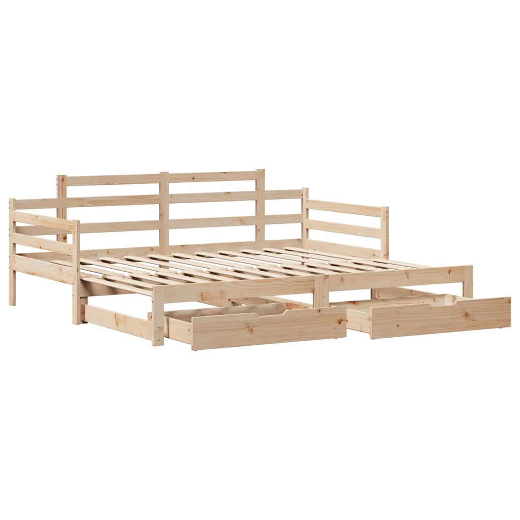 Slaapbank met onderschuifbed en lades zonder matras 80x200 cm – afbeelding 3