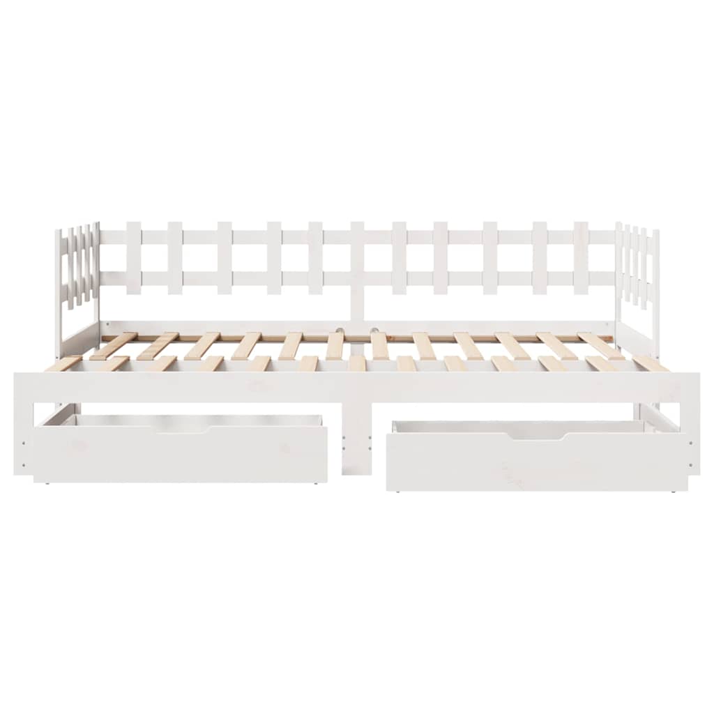 Slaapbank met onderschuifbed/lades zonder matras 80x200 cm wit – afbeelding 4
