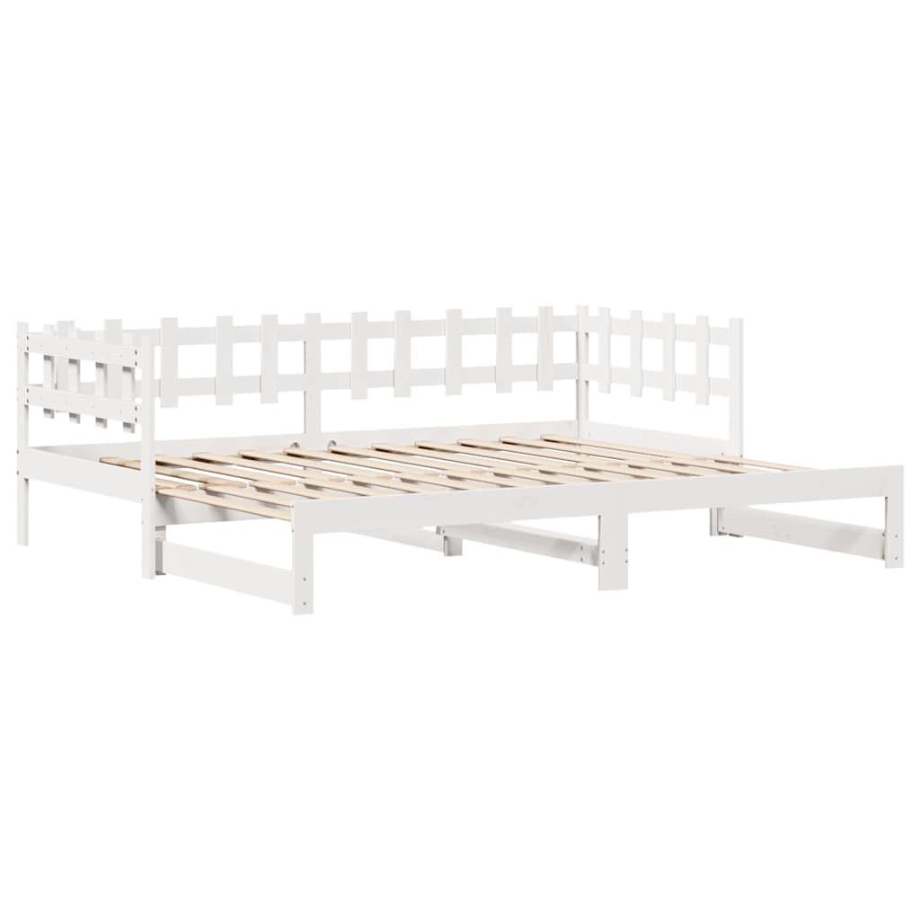 Slaapbank met onderschuifbed/lades zonder matras 80x200 cm wit – afbeelding 5