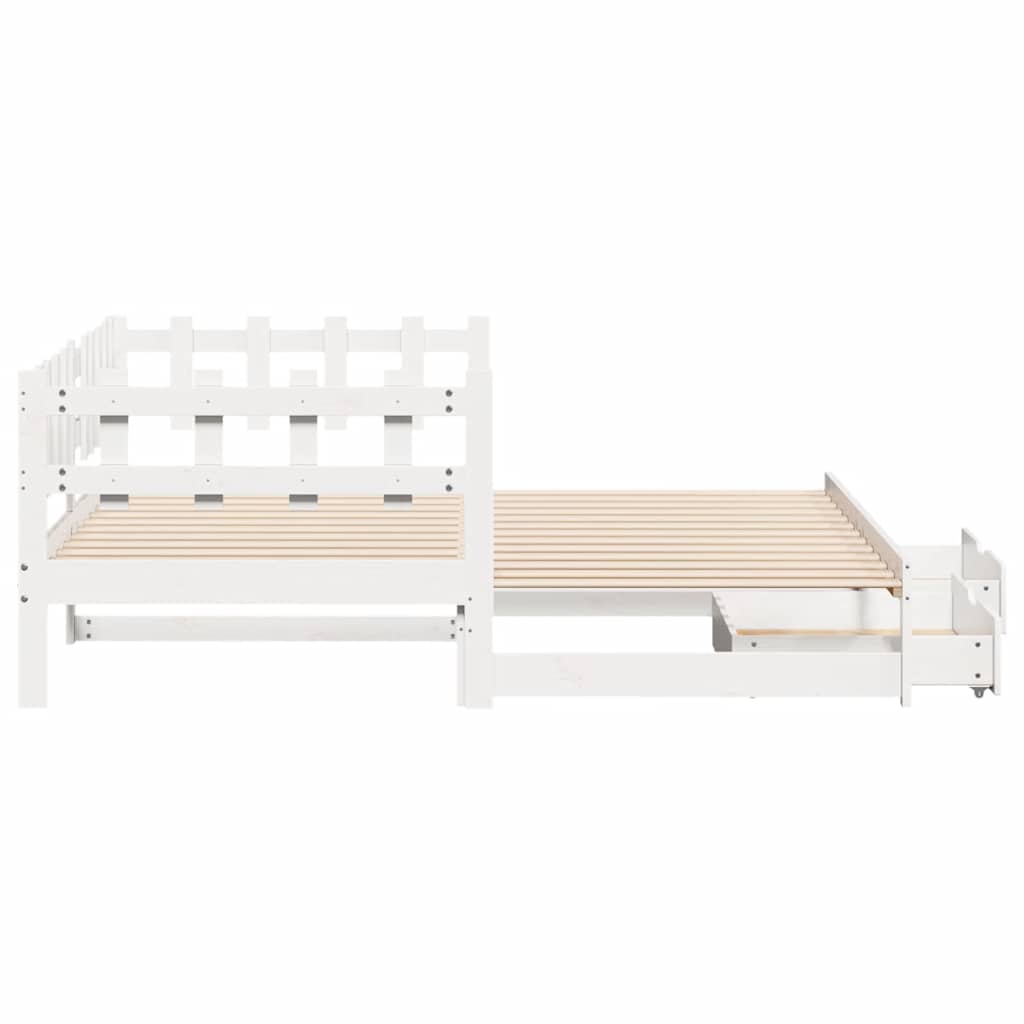 Slaapbank met onderschuifbed/lades zonder matras 80x200 cm wit – afbeelding 6